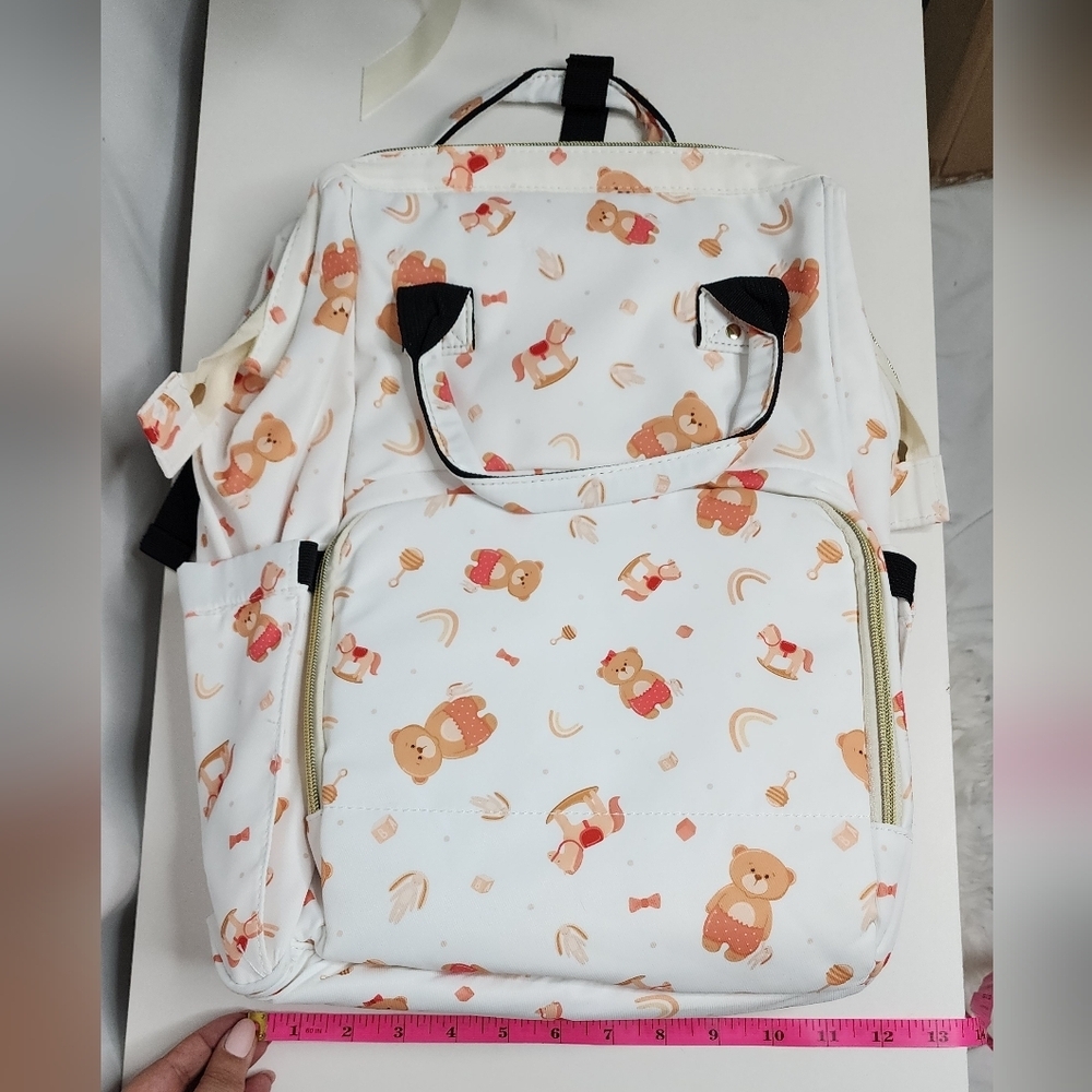 ‼️NEW IN‼️White Teddy Bear Print Diaper Backpack Fast Shipping 📦 - Picture 9 of 9